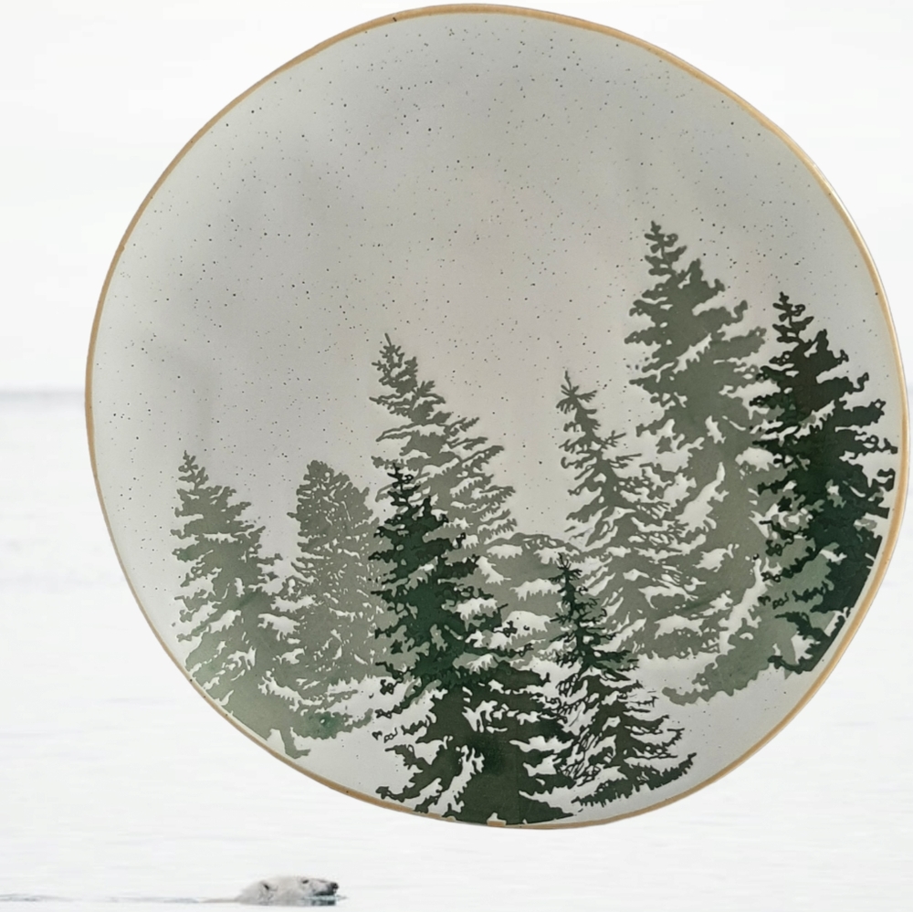 ***Eli + Ana Forest Woods 10.5"  Ceramic Dinner Plate Christmas Tree Holida…